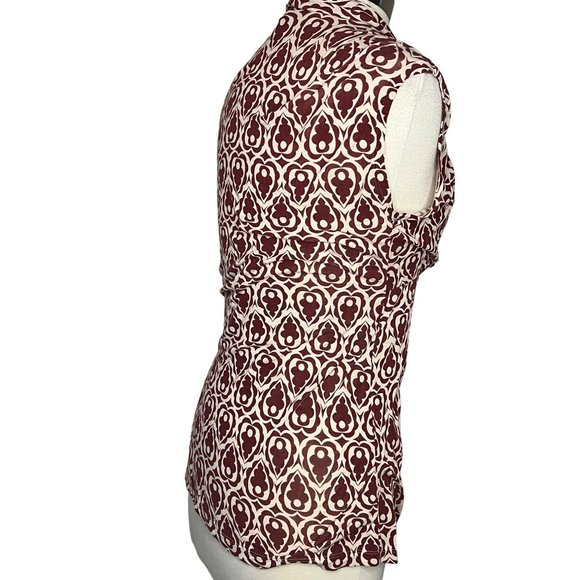 Banana Republic Women's Top Size Small Stretch Sleeveless V Neck Rusty Red and W - Picture 6 of 11